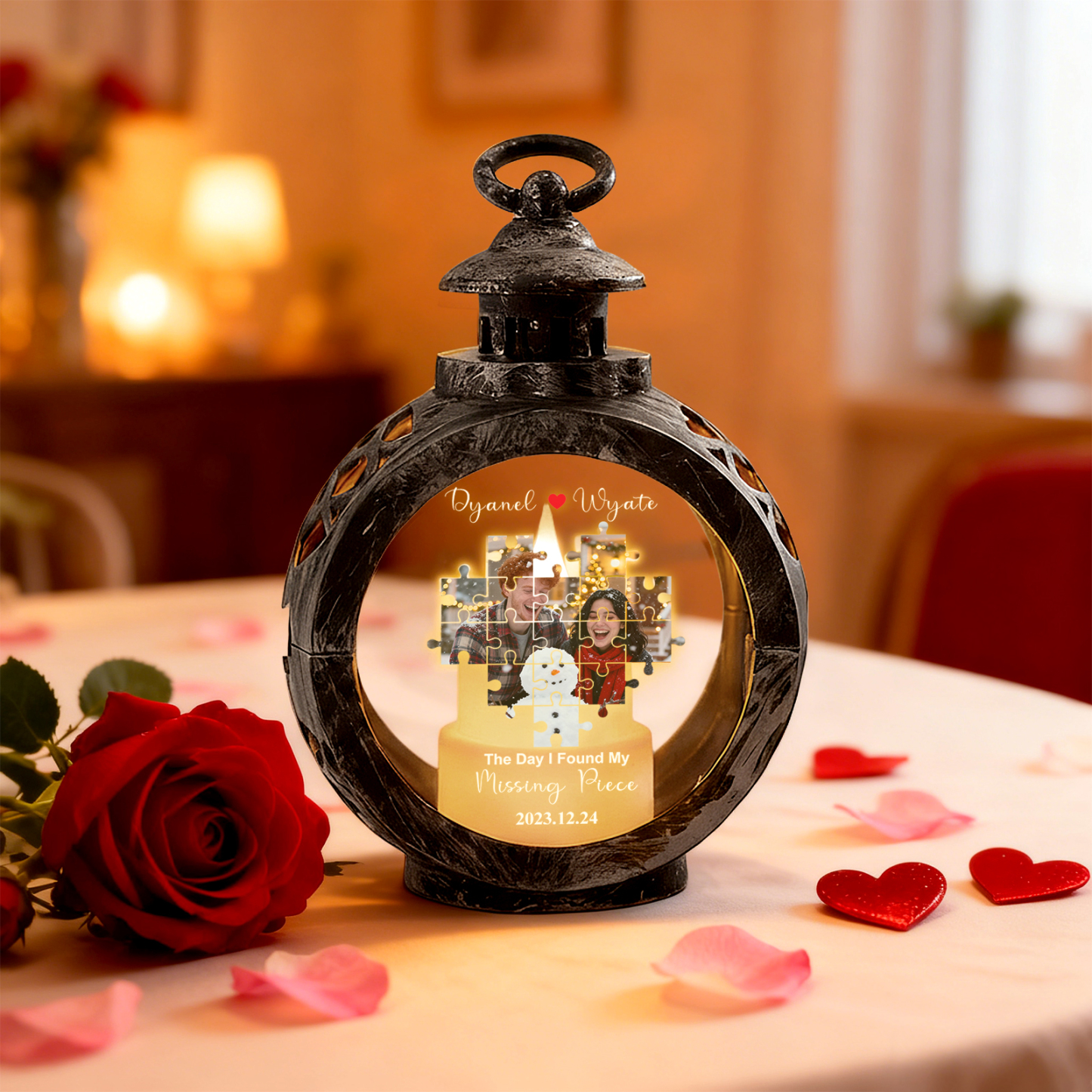 Linterna De Corazón Personalizada Junto A Tus Fotos, Regalos De Amor Personalizados Para Tu Novio O Esposo. - MyFaceSocksES