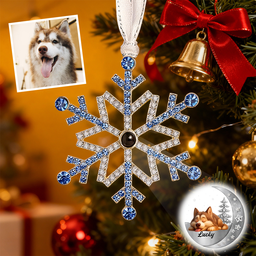 Adorno Fotográfico De Copo De Nieve Personalizado, Adornos De Proyección Personalizados, Regalos De Navidad Para Amantes De Las Mascotas. - MyFaceSocksES