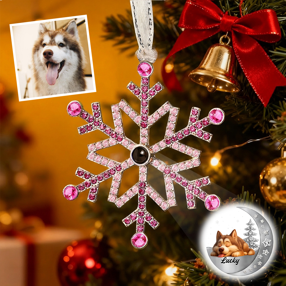 Adorno Fotográfico De Copo De Nieve Personalizado, Adornos De Proyección Personalizados, Regalos De Navidad Para Amantes De Las Mascotas. - MyFaceSocksES