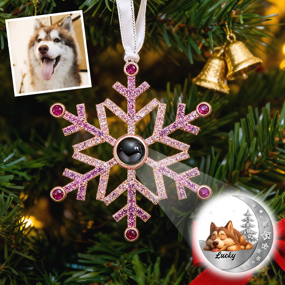 Adorno Fotográfico De Copo De Nieve Personalizado, Adornos De Proyección Personalizados, Regalos De Navidad Para Amantes De Las Mascotas. - MyFaceSocksES