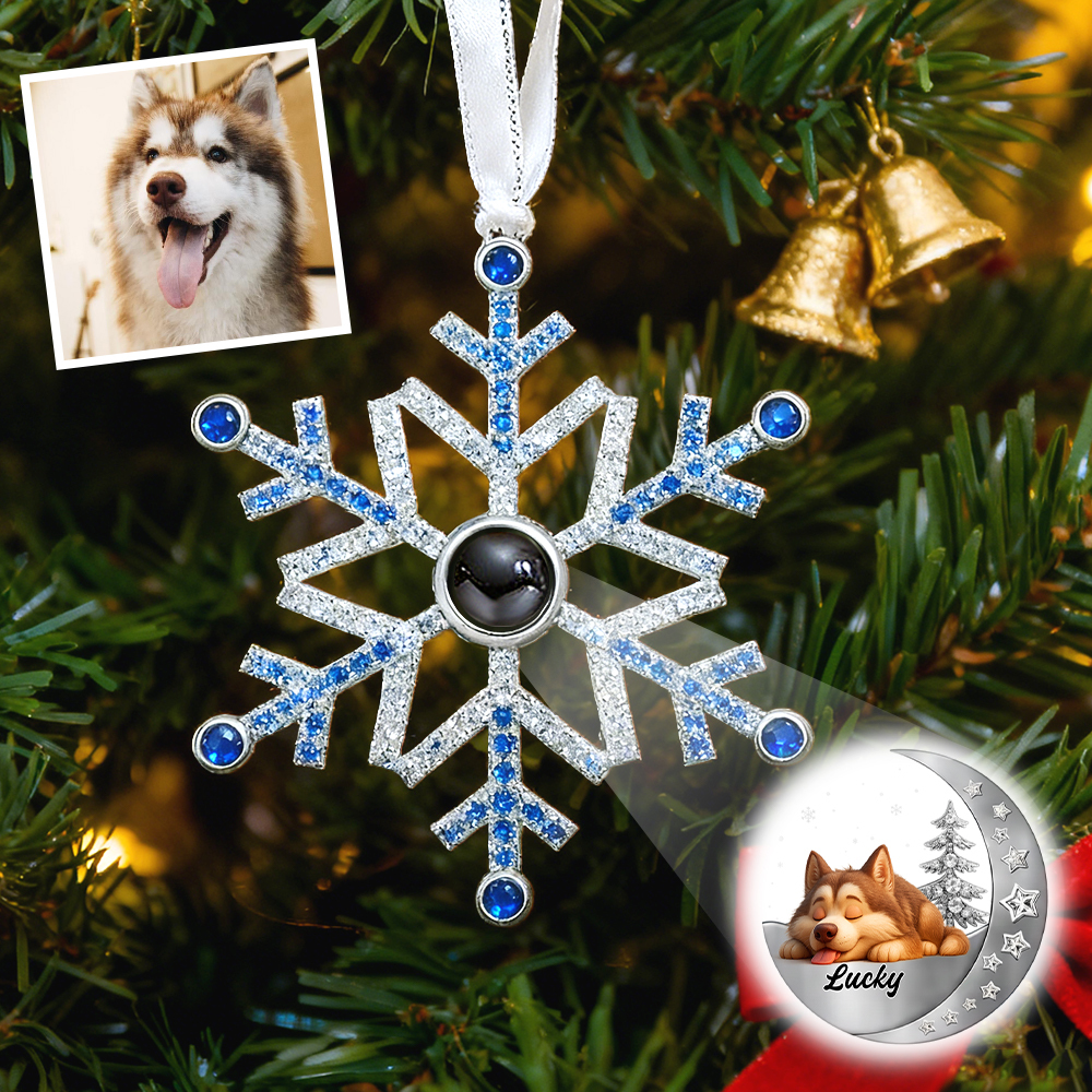 Adorno Fotográfico De Copo De Nieve Personalizado, Adornos De Proyección Personalizados, Regalos De Navidad Para Amantes De Las Mascotas. - MyFaceSocksES