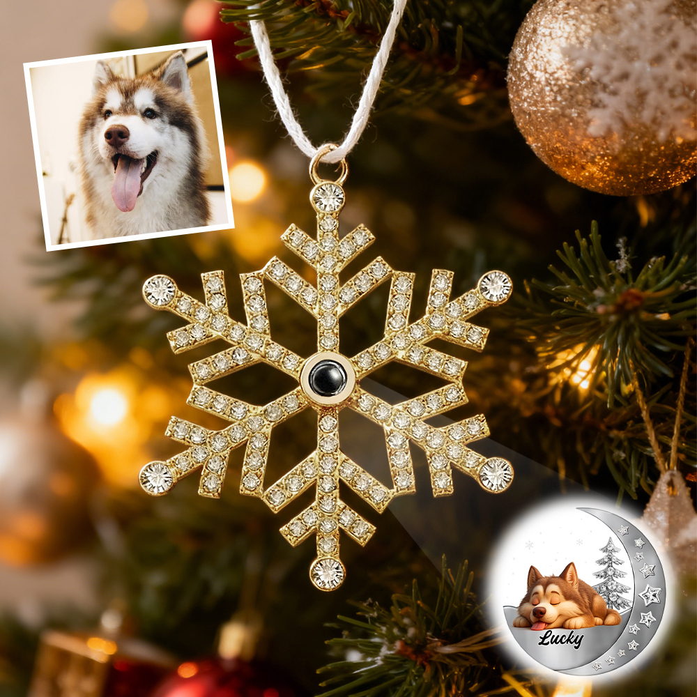 Adorno Fotográfico De Copo De Nieve Personalizado, Adornos De Proyección Personalizados, Regalos De Navidad Para Amantes De Las Mascotas. - MyFaceSocksES