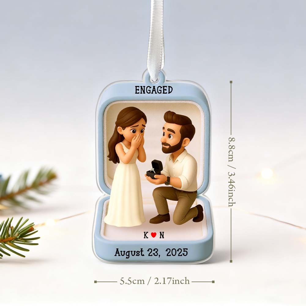 Adorno Personalizado Con Foto Para La Primera Navidad De Compromiso De 2025. Recuerdo De Compromiso Personalizado, Regalo De Navidad Para Parejas. - MyFaceSocksES