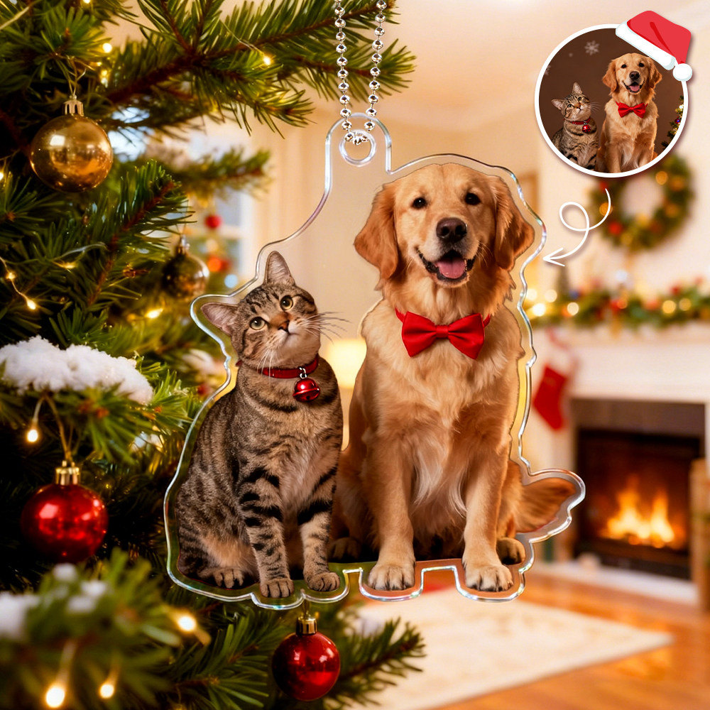 Adorno Navideño Acrílico Personalizado Con Foto De Niños Felices, Adorno De Recuerdo Acrílico Recortado Personalizado - MyFaceSocksES
