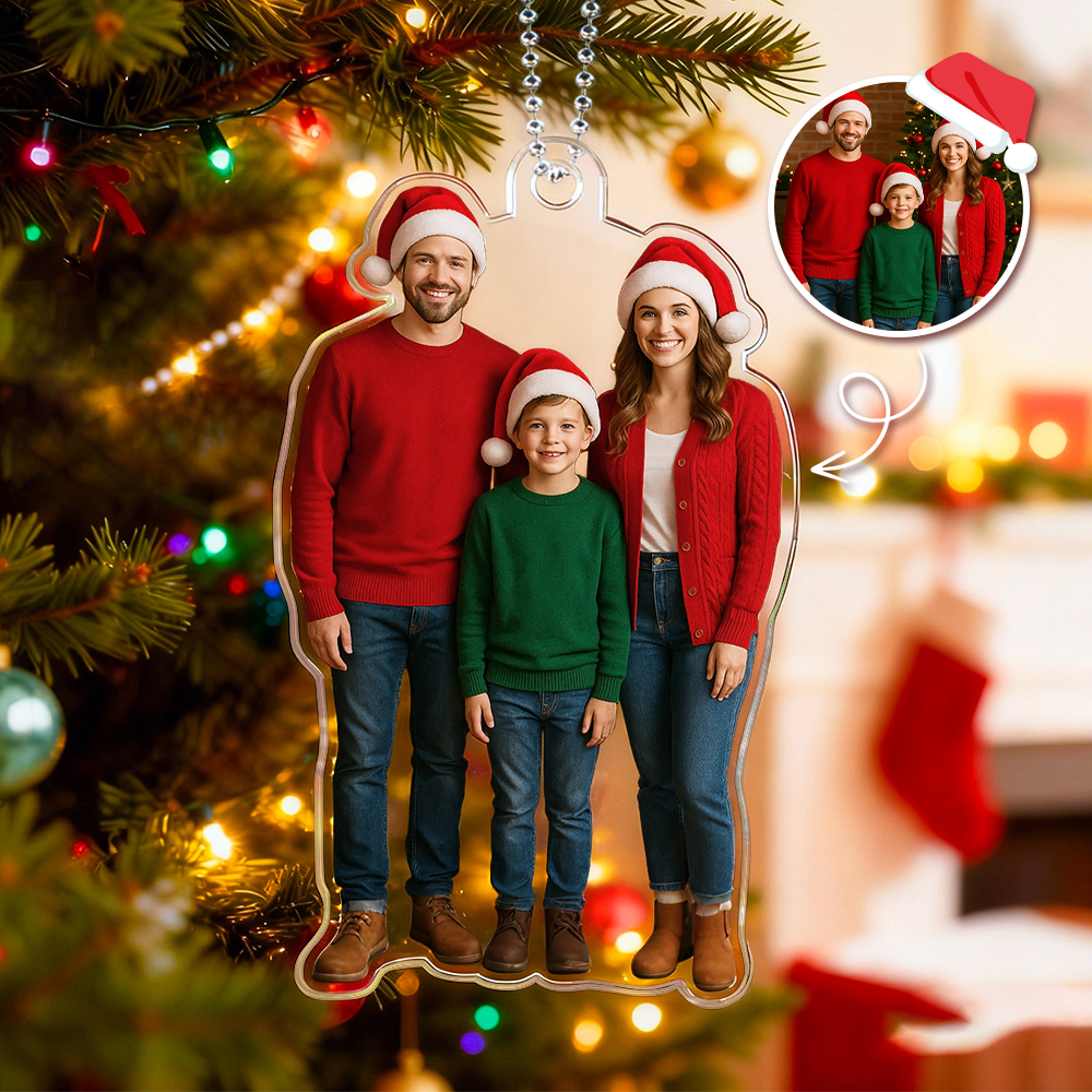 Adorno Navideño Acrílico Personalizado Con Foto De Niños Felices, Adorno De Recuerdo Acrílico Recortado Personalizado - MyFaceSocksES