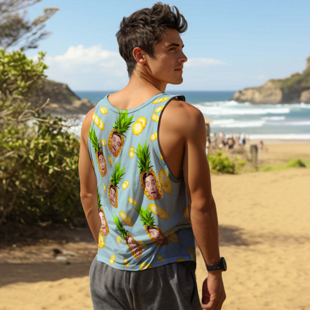 Camiseta Sin Mangas Para Hombre Con Cara Personalizada Big Pineapple - MyFaceSocksES
