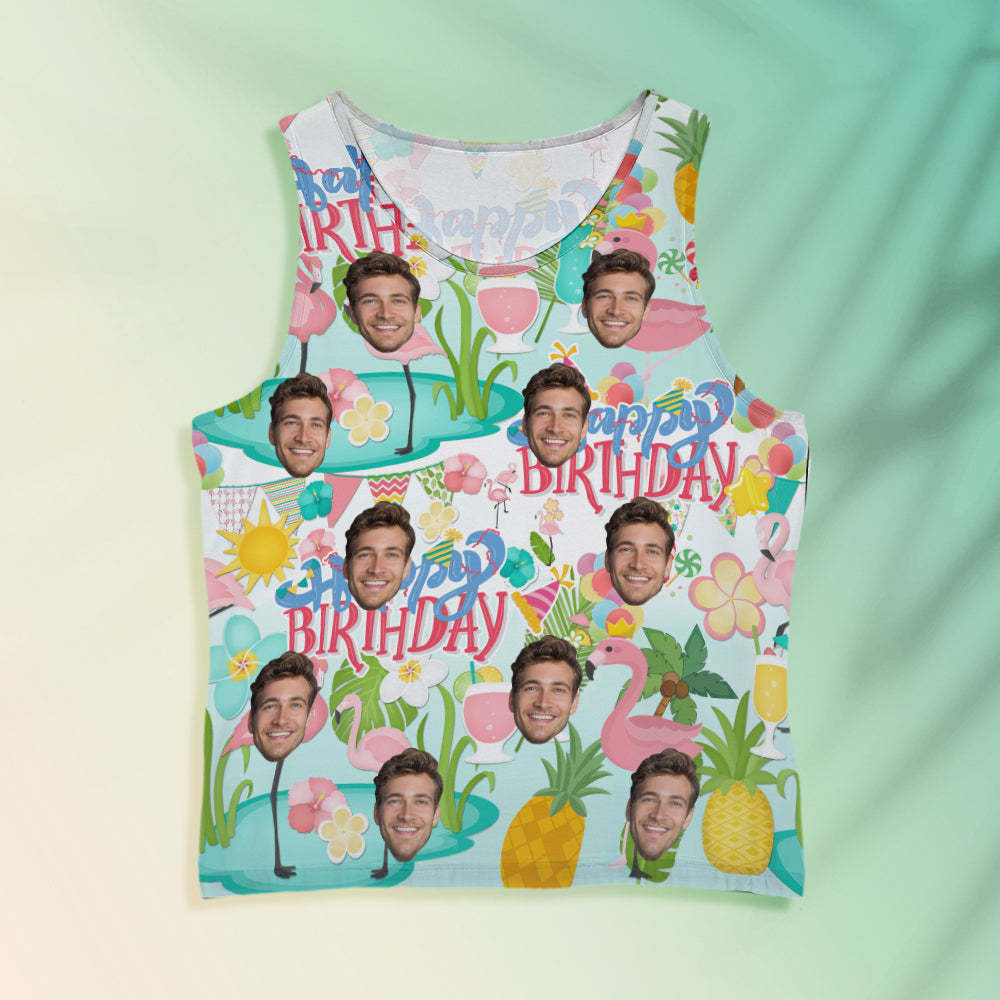 Camisetas Sin Mangas Con Cara Personalizada Camiseta Sin Mangas Para Hombre Feliz Cumpleaños - MyFaceSocksES
