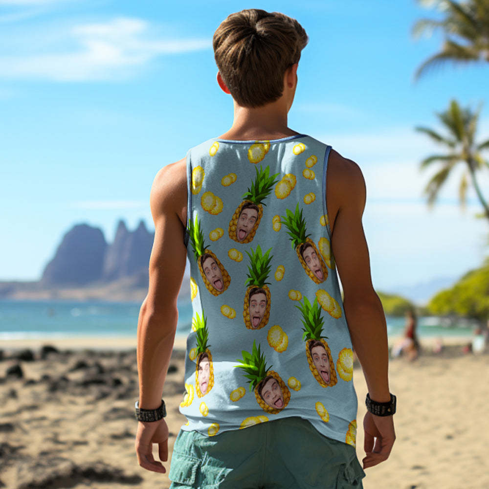 Camiseta Sin Mangas Para Hombre Con Cara Gruesa Personalizada, Piña Grande - MyFaceSocksES