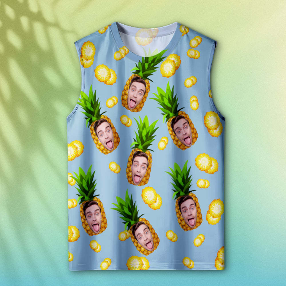 Camiseta Sin Mangas Para Hombre Con Cara Gruesa Personalizada, Piña Grande - MyFaceSocksES
