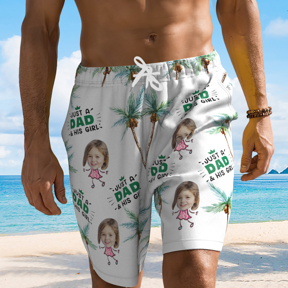 Bañador Personalizado Para Hombre Con Cara Personalizada, Nombre Personalizado, Barba De Papá, Pantalones Cortos De Baño Tropicales, Regalo Para El Día Del Padre - MyFaceSocksES
