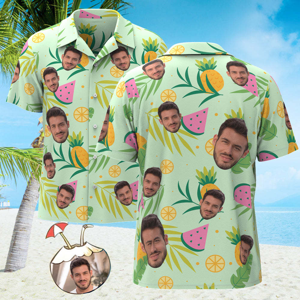 Camisa Hawaiana Con Estampado Integral De Cara Personalizada Camisa Hawaiana Con Flores Aloha - MyFaceSocksES