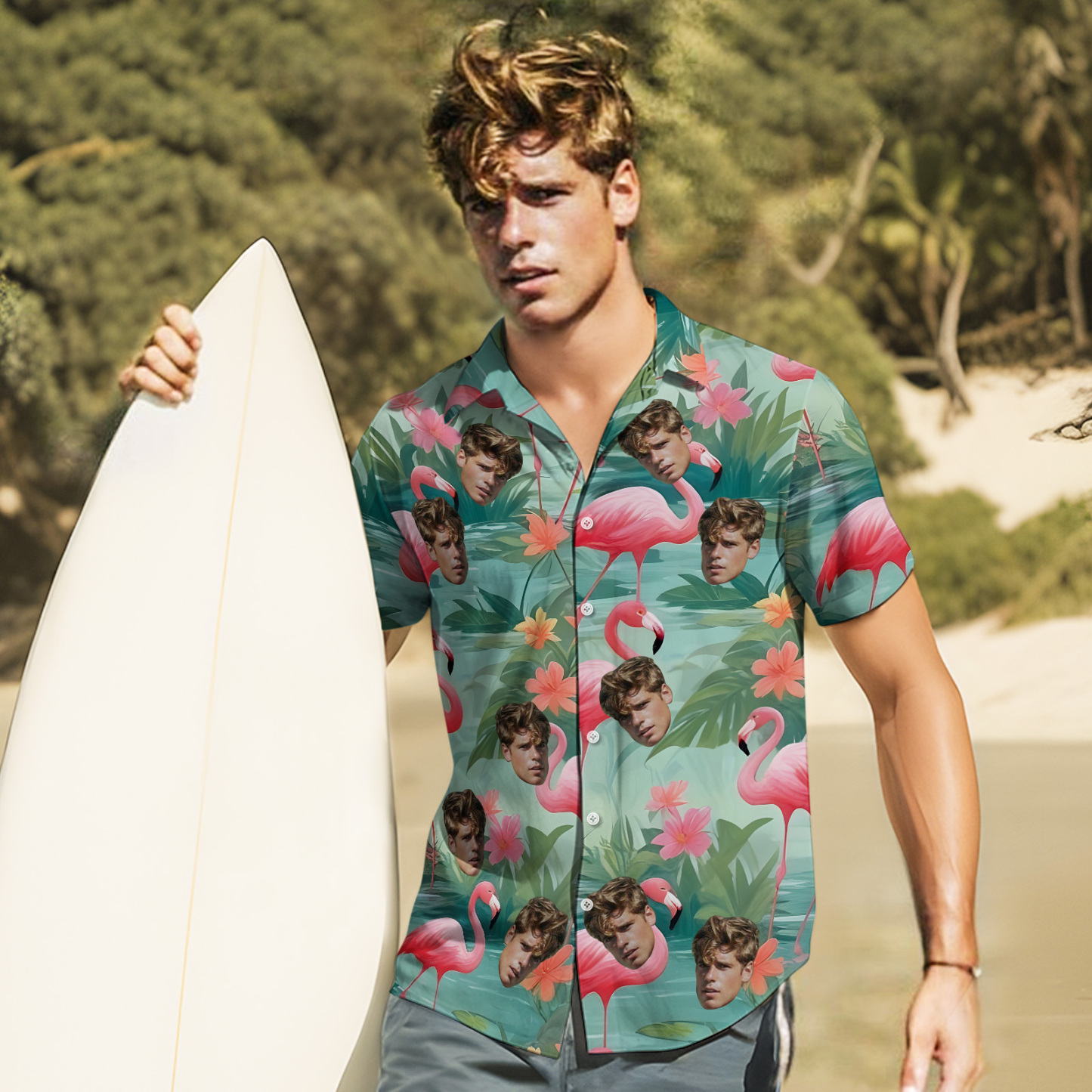 Camisas Hawaianas Originales Personalizadas De Aloha, Camisas Hawaianas Con Cara, Camisas De Árbol De Coco, Regalo Grupal Para El Día De Verano - MyFaceSocksES