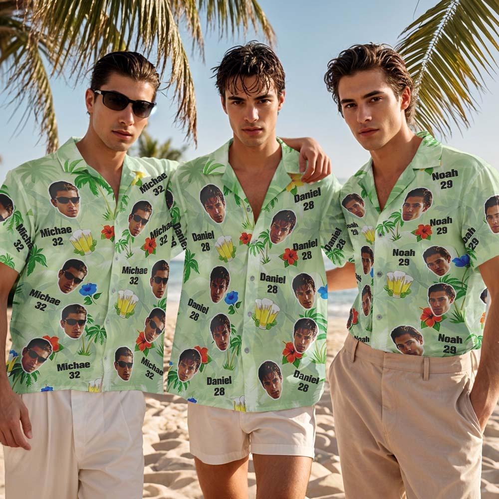 Foto Personalizada Camisa Hawaiana Cumpleaños Tropical Hawaiano Aloha Camisa Cara Y Nombre Regalo De Vacaciones De Verano - MyFaceSocksES