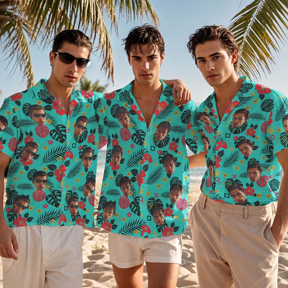 Camisas Hawaianas Personalizadas Con Flores Rosas Para Hombre, Camisa Hawaiana Con Estampado Hawaiano, Regalo Para Vacaciones De Verano. - MyFaceSocksES
