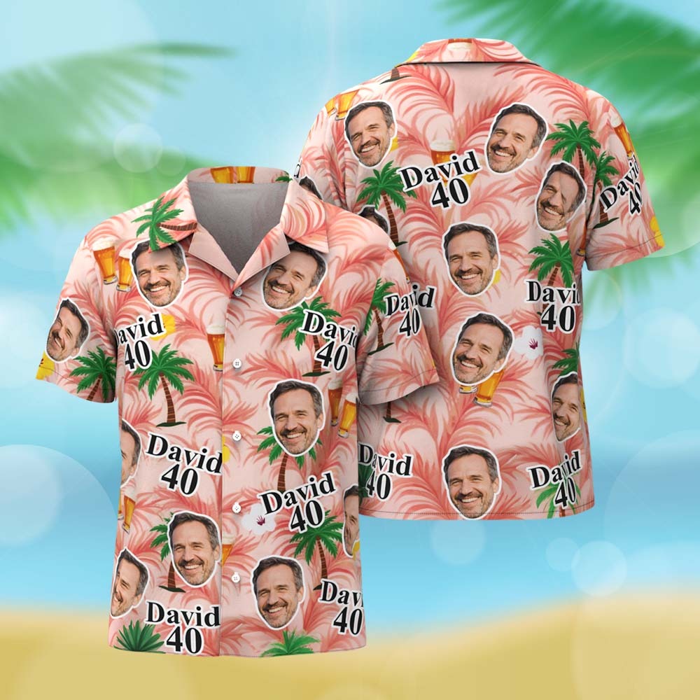 Camisa Hawaiana Personalizada Con Foto Personalizada De Cara Y Edad De Cumpleaños, Regalo Para Fiesta De Cumpleaños - MyFaceSocksES
