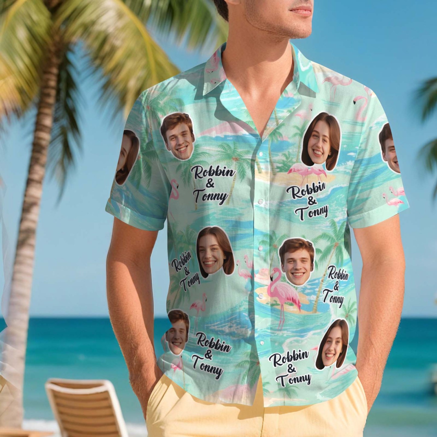 Camisas Hawaianas Aloha Personalizadas Para Hombre, Camisa Con Cara De Exuberante Follaje Tropical, Regalo Para Vacaciones De Verano - MyFaceSocksES