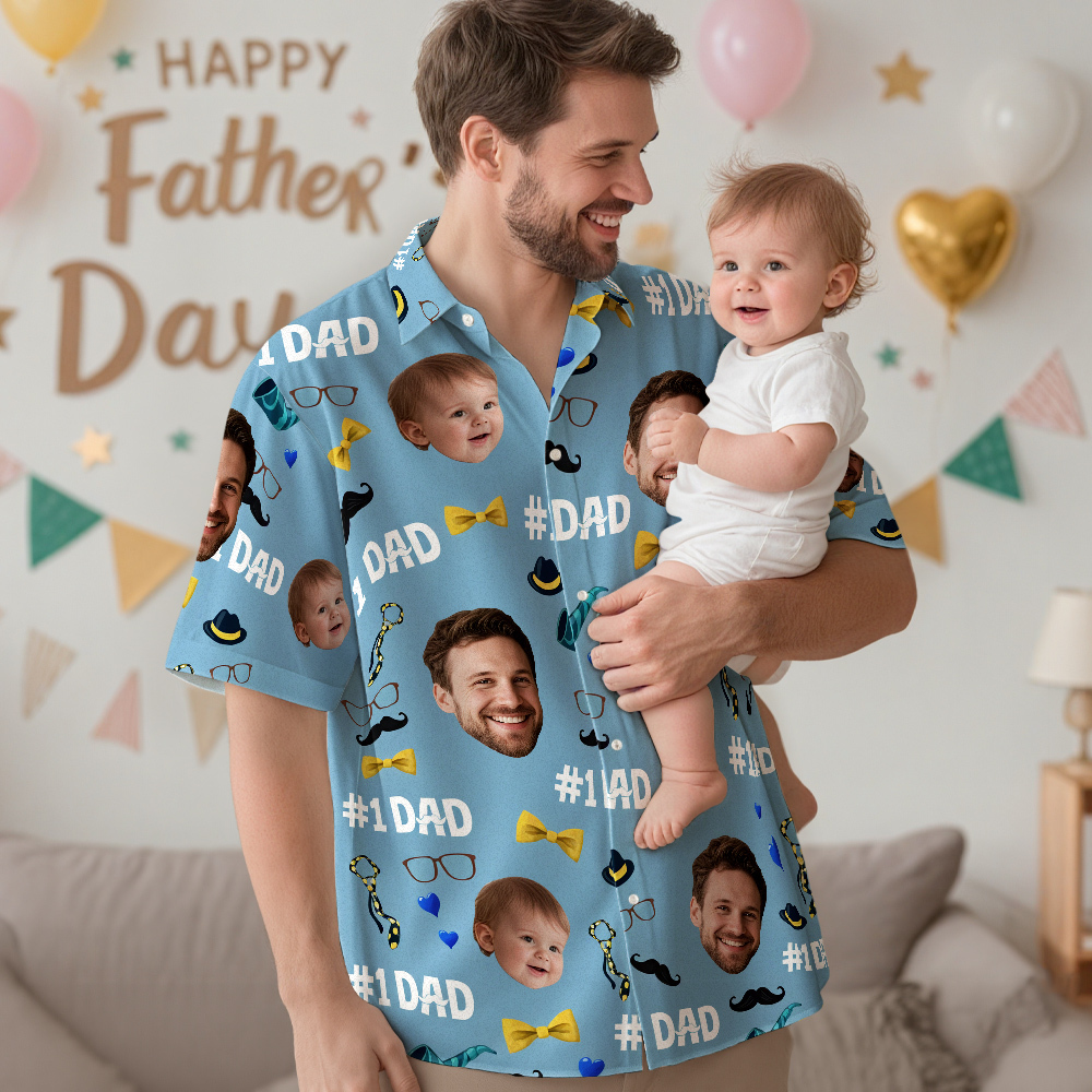 Camisa Hawaiana Con Foto Personalizada 'te Amamos Papá', Regalo Para El Día Del Padre - MyFaceSocksES