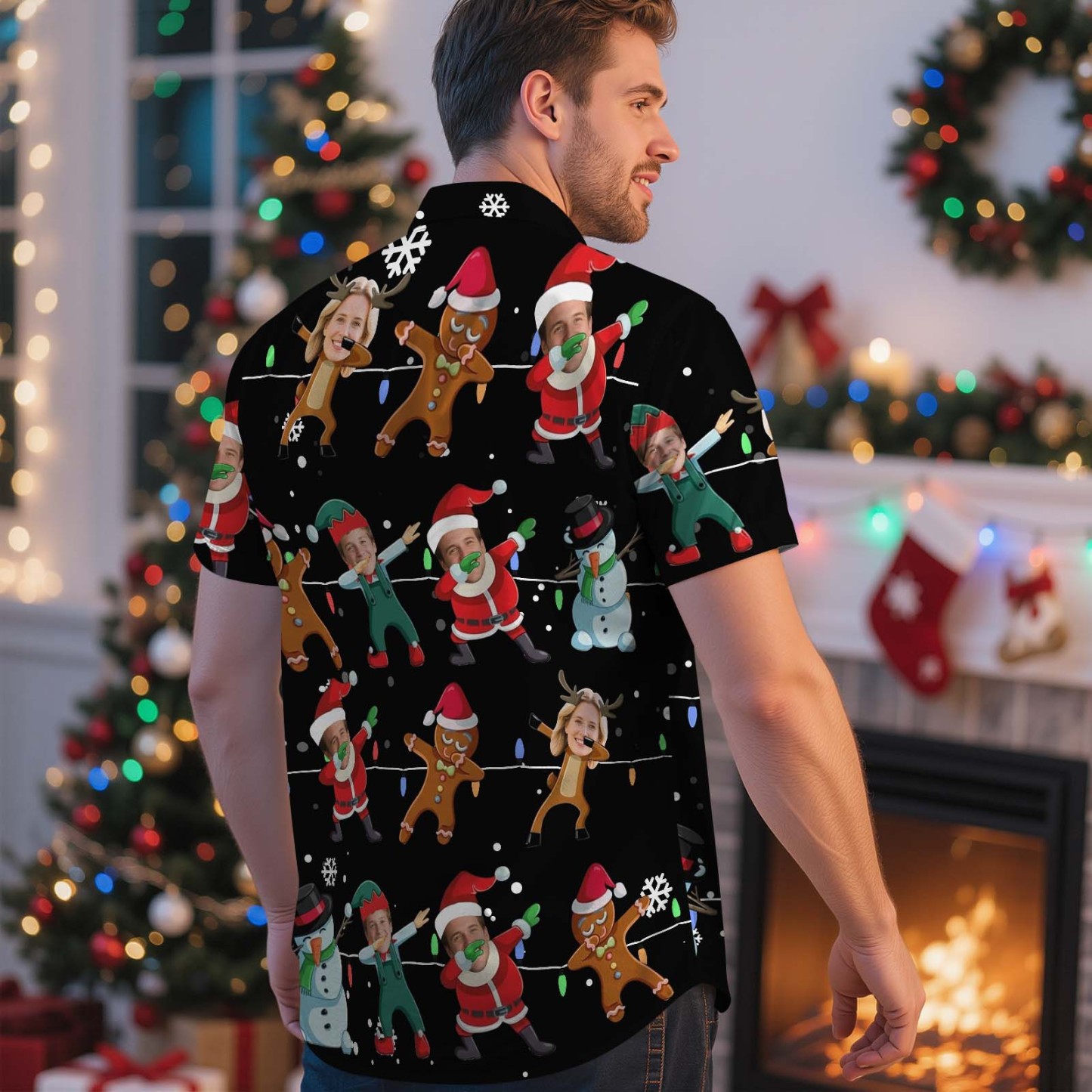 Camisa Hawaiana Azul Personalizada Con Foto De Papá Noel Para Hombre, Regalo De Cumpleaños Y Navidad. - MyFaceSocksES