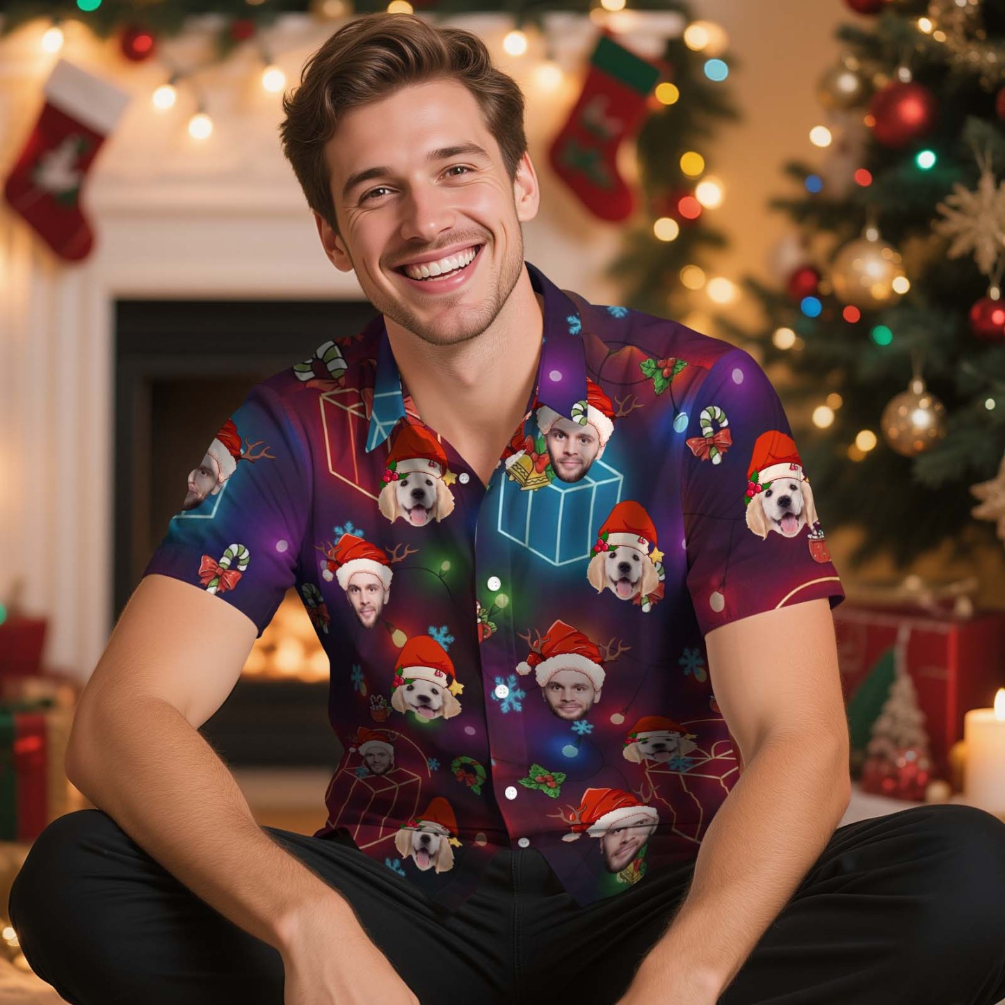 Camisa Hawaiana Personalizada Con Rostro Rosa Claro, Edad Y Nombre, Camisa Hawaiana Personalizada Para Hombre Con Foto De Rostro, Camisa Hawaiana, Camisa Aloha, Regalo De Cumpleaños Y Navidad - MyFaceSocksES