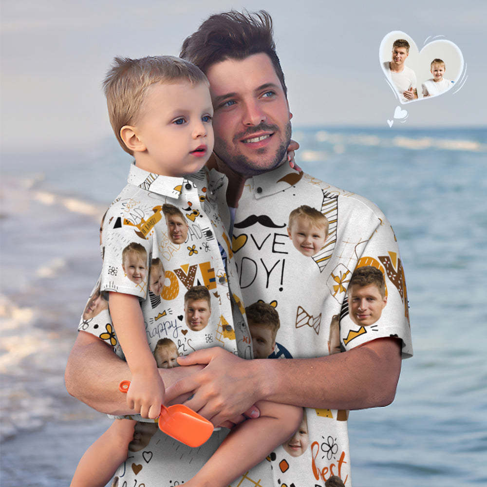 Camisa Hawaiana De Cara Personalizada Camisa A Juego Del Día Del Padre Regalo Del Día Del Padre - Mejor Papá - MyFaceSocksES