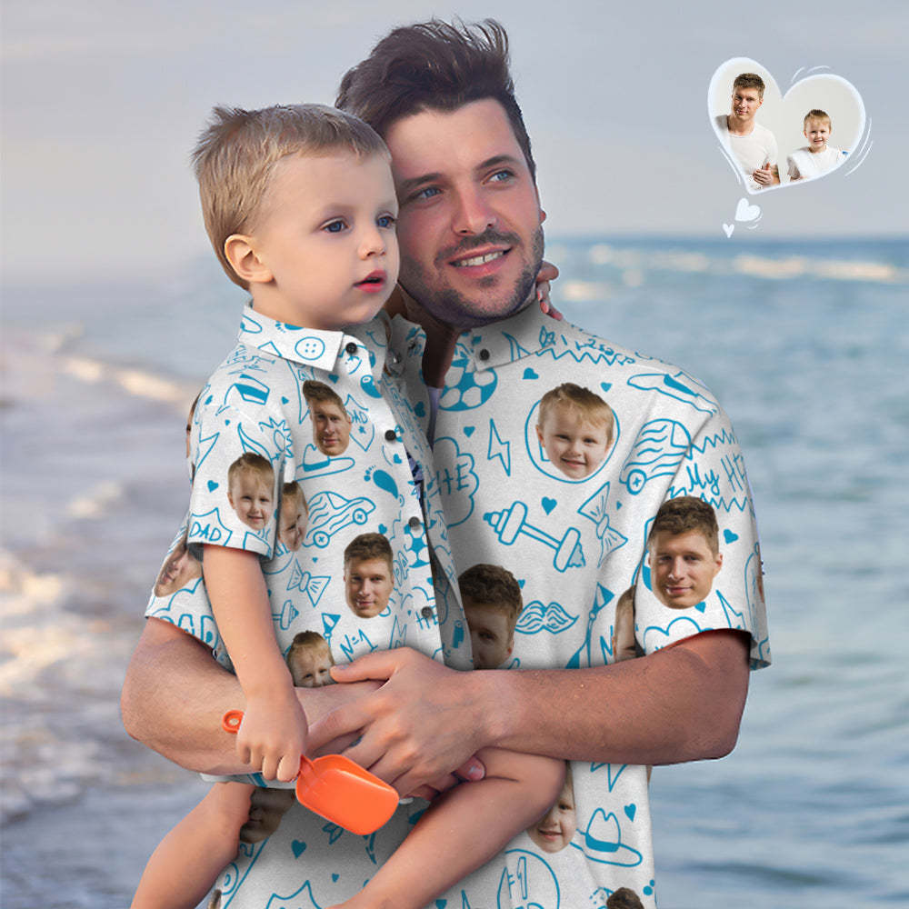 Camisa Hawaiana De Cara Personalizada Camisa A Juego Del Día Del Padre Regalo Del Día Del Padre - El Mejor Papá Del Mundo - MyFaceSocksES