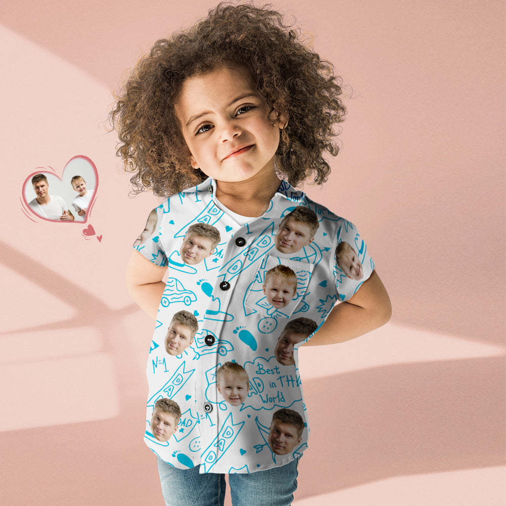 Camisa Hawaiana De Cara Personalizada Camisa A Juego Del Día Del Padre Regalo Del Día Del Padre - El Mejor Papá Del Mundo - MyFaceSocksES