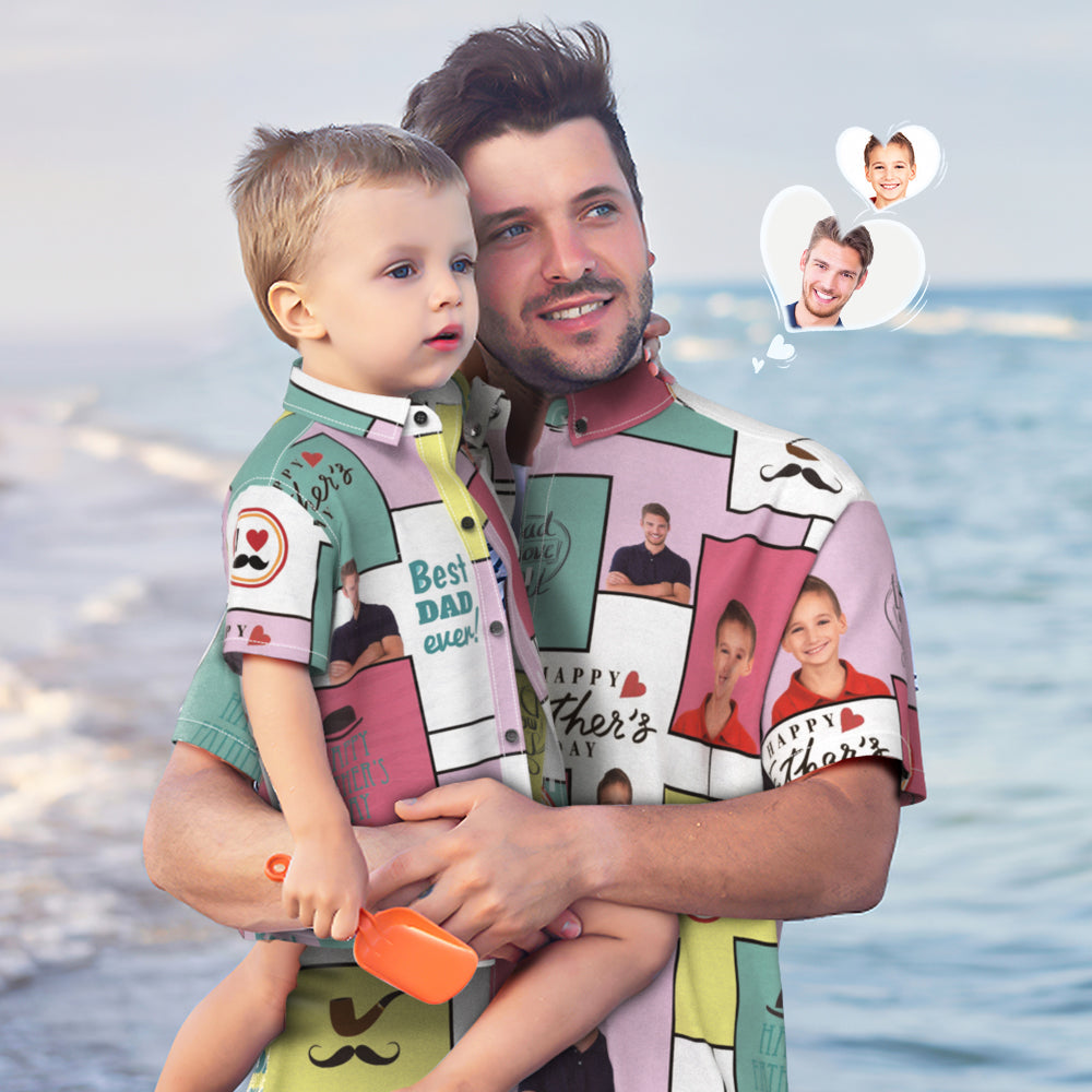 Camisa Hawaiana Con Foto Personalizada Camisa Hawaiana Personalizada Para Padre E Hijo Regalo Del Día Del Padre