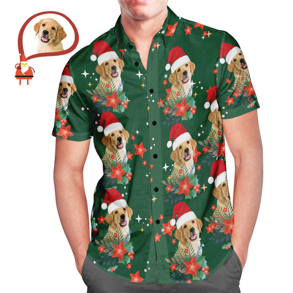Camisas Hawaianas De Navidad Con Foto Personalizada Para Hombres, Regalo De Navidad Para Amantes De Las Mascotas - MyFaceSocksES