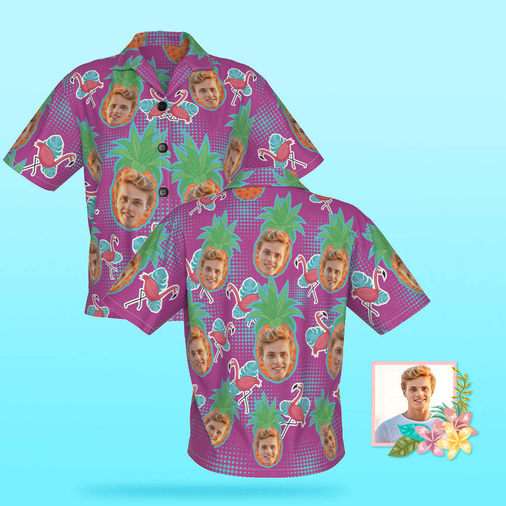 Foto Personalizada Camisa Hawaiana Vacaciones En La Playa Popular Para Mujer Estampado Completo Camisa Hawaiana De Playa Flamingo - MyFaceSocksES