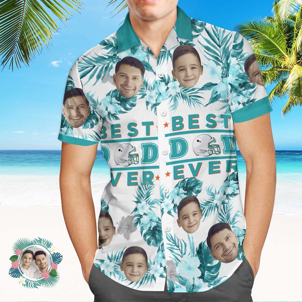 Camisa Hawaiana Con Estampado De Cara Personalizada El Mejor Papá Camisa Hawaiana Personalizada Para El Padre - MyFaceSocksES