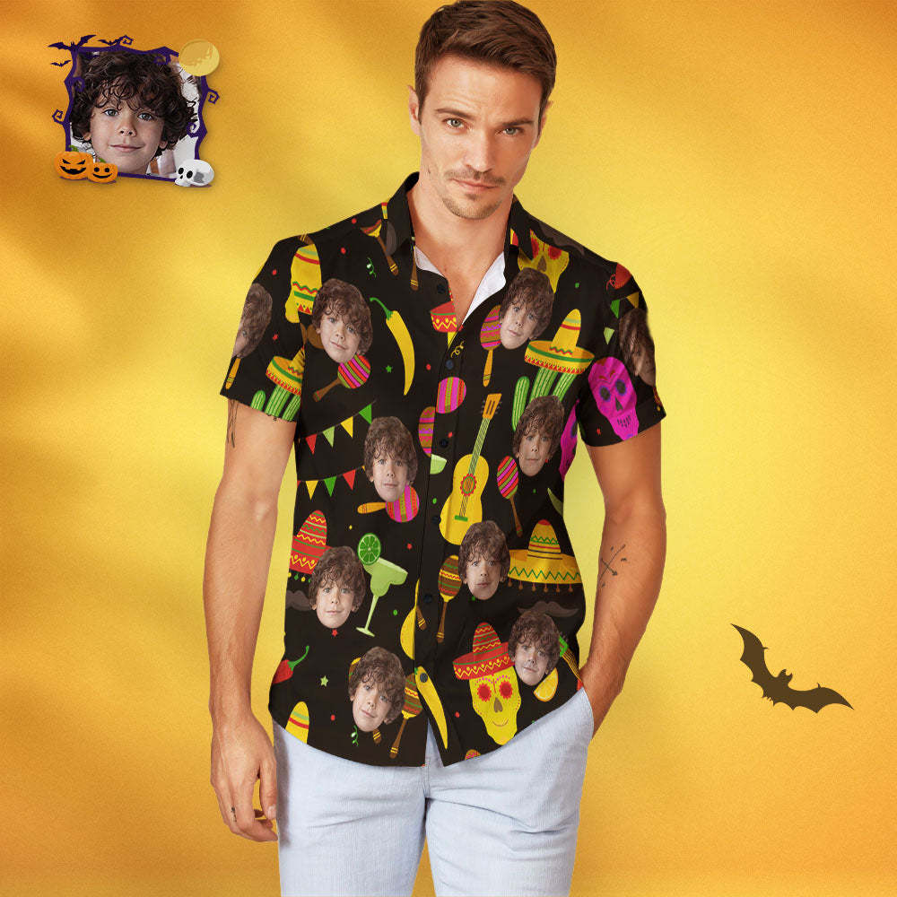 Camisa Hawaiana De Halloween Con Cara Personalizada Camisa Hawaiana Personalizada Para Fiesta De Halloween Para Hombres - MyFaceSocksES