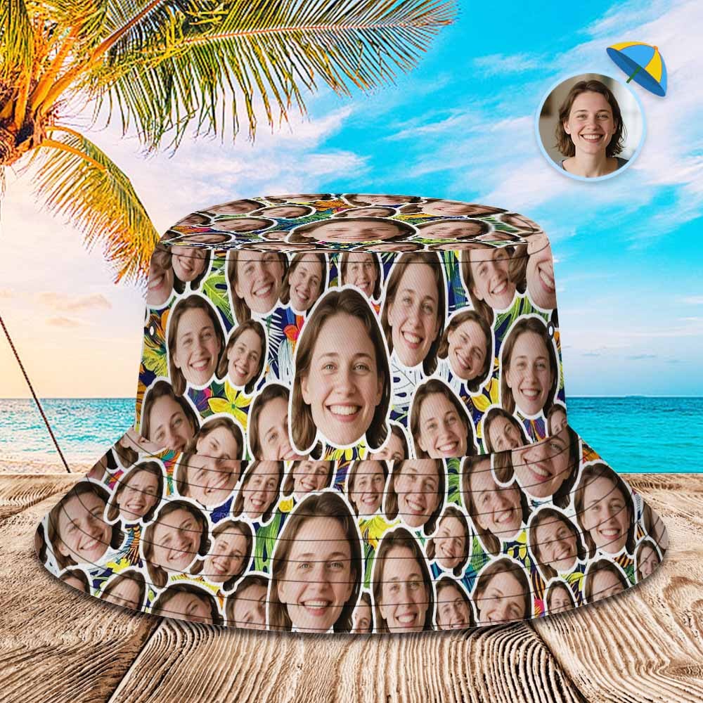 Sombrero De Pescador Con Cara Personalizada, Unisex, Con Diseño De Cara De Mash, Sombreros Hawaianos Azules Personalizados Para Exteriores, Regalo De Verano - MyFaceSocksES
