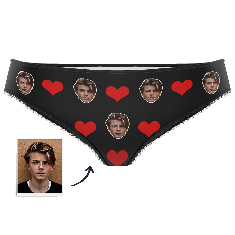 Couple Women's Custom Face Heart Panties Personalized LGBT Gifts - MyFaceSocksES