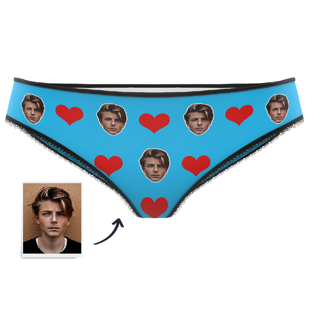 Couple Women's Custom Face Heart Panties Personalized LGBT Gifts - MyFaceSocksES