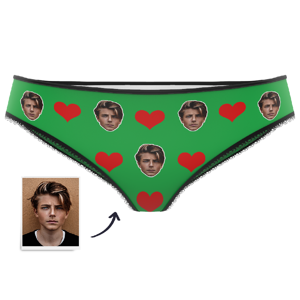 Couple Women's Custom Face Heart Panties Personalized LGBT Gifts - MyFaceSocksES