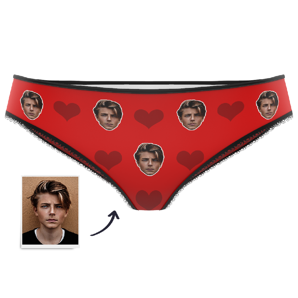 Couple Women's Custom Face Heart Panties Personalized LGBT Gifts - MyFaceSocksES