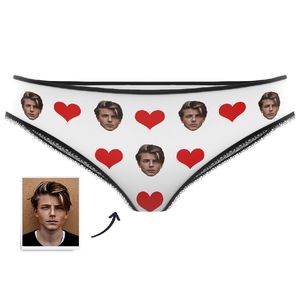 Couple Women's Custom Face Heart Panties Personalized LGBT Gifts - MyFaceSocksES