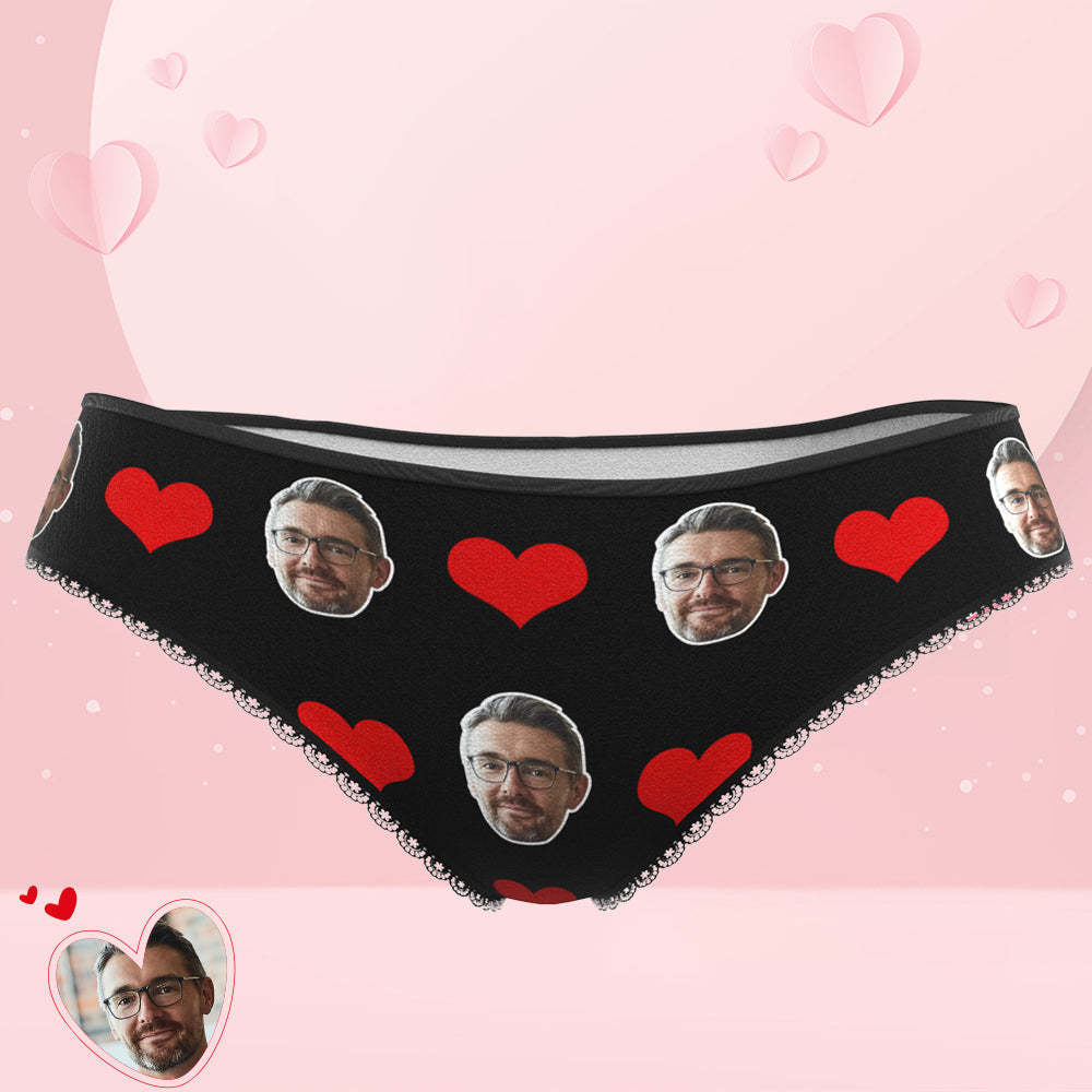 Couple Women's Custom Face Heart Panties Personalized LGBT Gifts - MyFaceSocksES