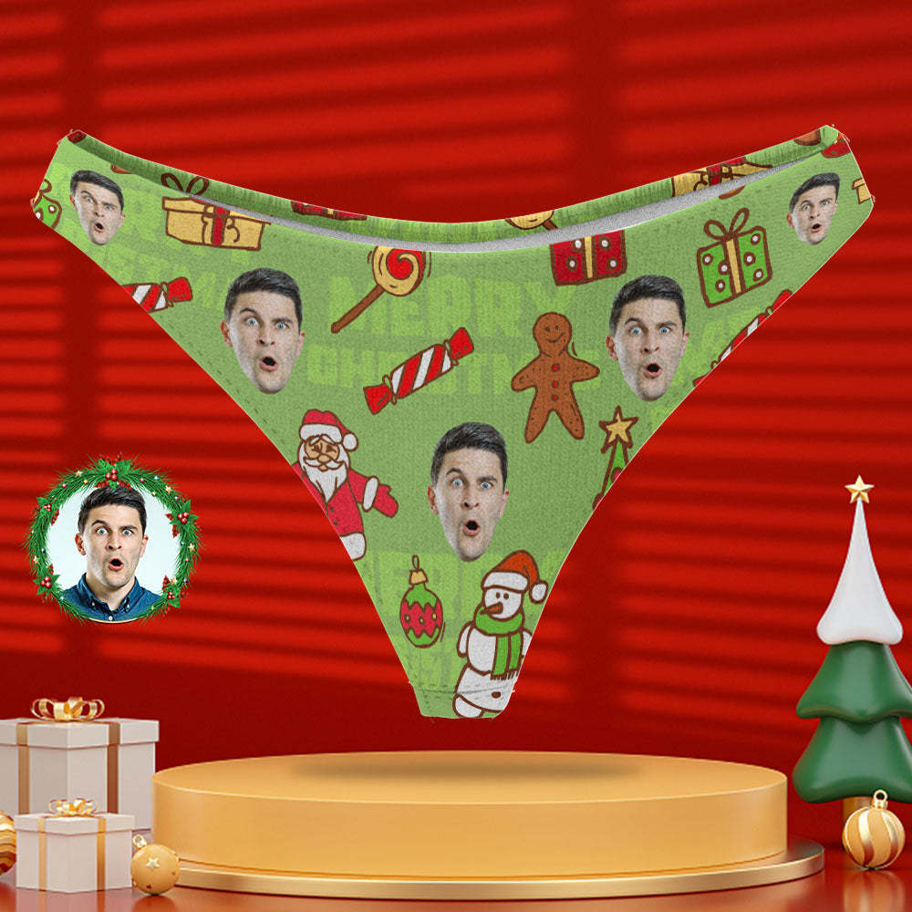 Panty Personalizado Con Foto, Tanga Con Cara Navideña Personalizada Para Mujer - MyFaceSocksES