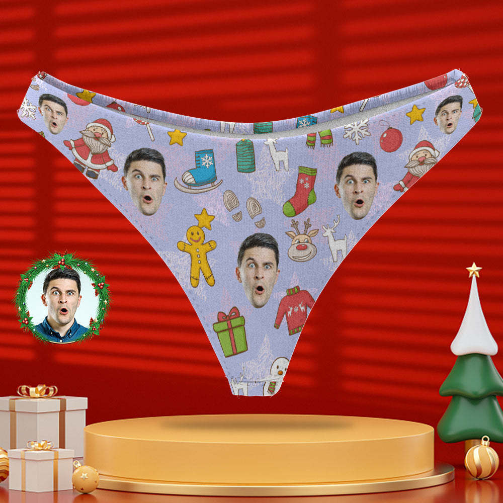 Foto Personalizada Panty Cara Personalizada Púrpura Tanga Ropa Interior Regalos De Navidad Para Mujeres - MyFaceSocksES