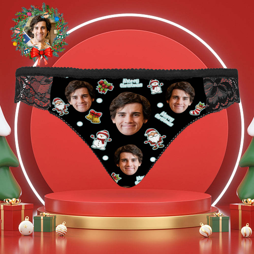 Las Bragas De Encargo Del Cordón De La Cara Personalizaron La Ropa Interior Atractiva De Las Mujeres Feliz Navidad - MyFaceSocksES