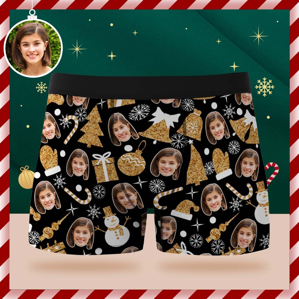 Custom Face Boxer Briefs Ropa Interior Negra Personalizada Regalo De Navidad Para Él - MyFaceSocksES