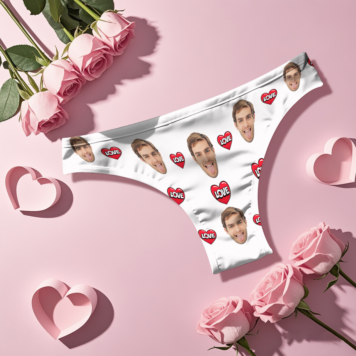 Tanga Personalizada Con Cara, Labios Y Corazón Para San Valentín - MyFaceSocksES