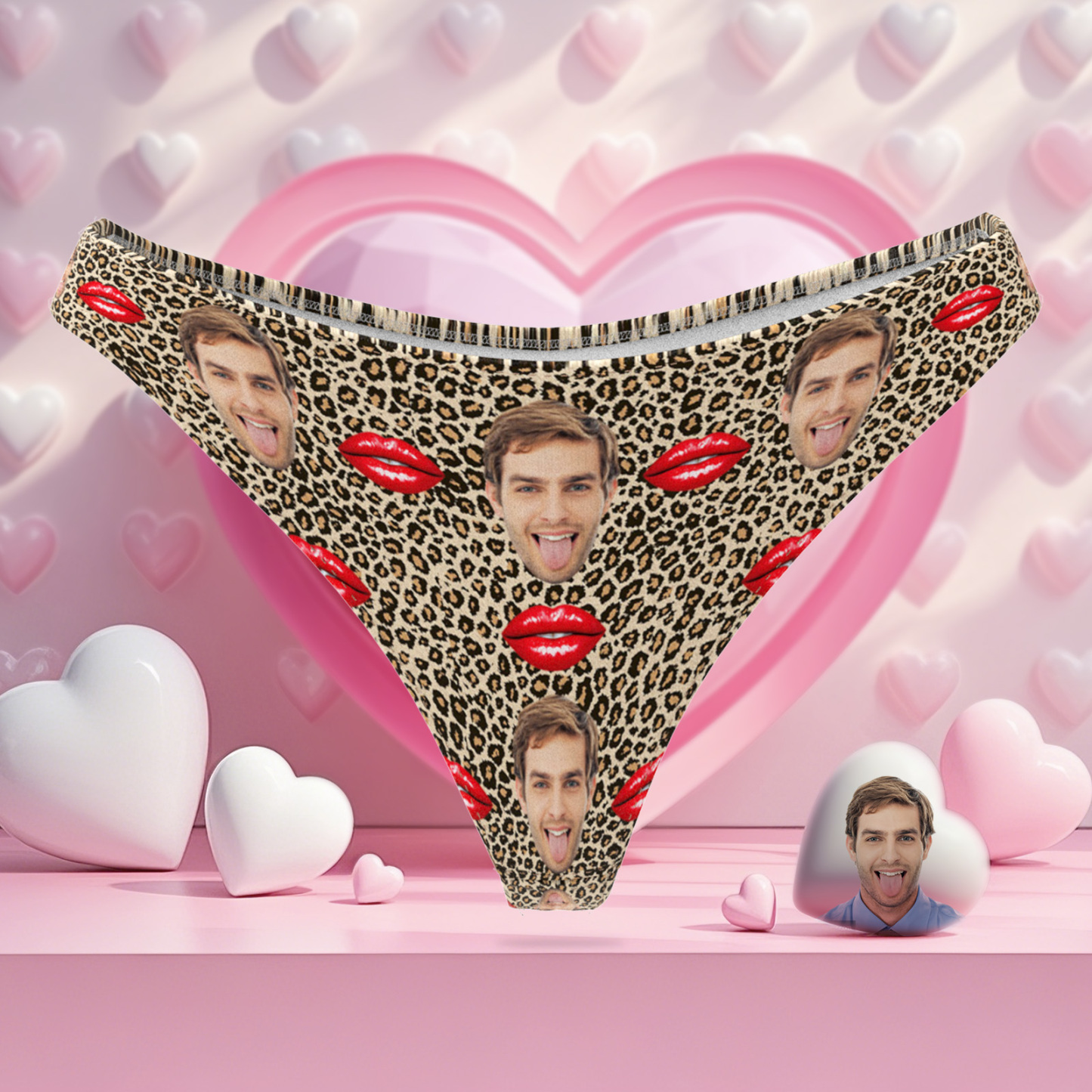 Tanga Personalizada Con Cara, Labios Y Corazón Para San Valentín - MyFaceSocksES