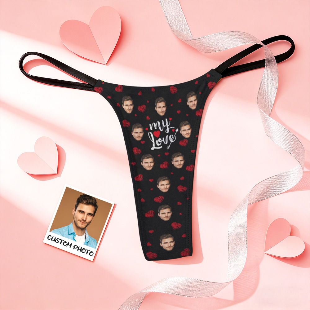 Tangas Personalizadas Con Foto De Cara Para San Valentín, Ropa Interior Divertida, Tanga Con Texto 'bésame, Amor'. - MyFaceSocksES