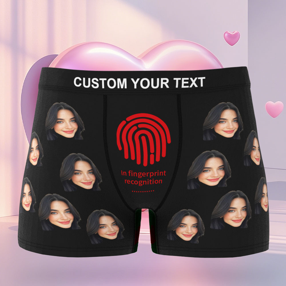 Boxer De Encargo De Los Hombres De La Cara En Regalos De La Ropa Interior Del Reconocimiento De Huellas Dactilares Para El Boxeador Del Marido - MyFaceSocksES