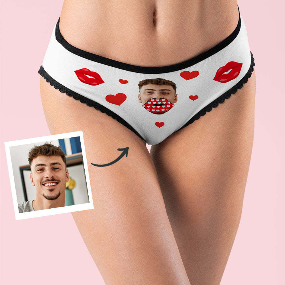 Labios Faciales Personalizados Y Ropa Interior De Corazón Para Ella Ar View Tangas Personalizadas Regalo De San Valentín - MyFaceSocksES