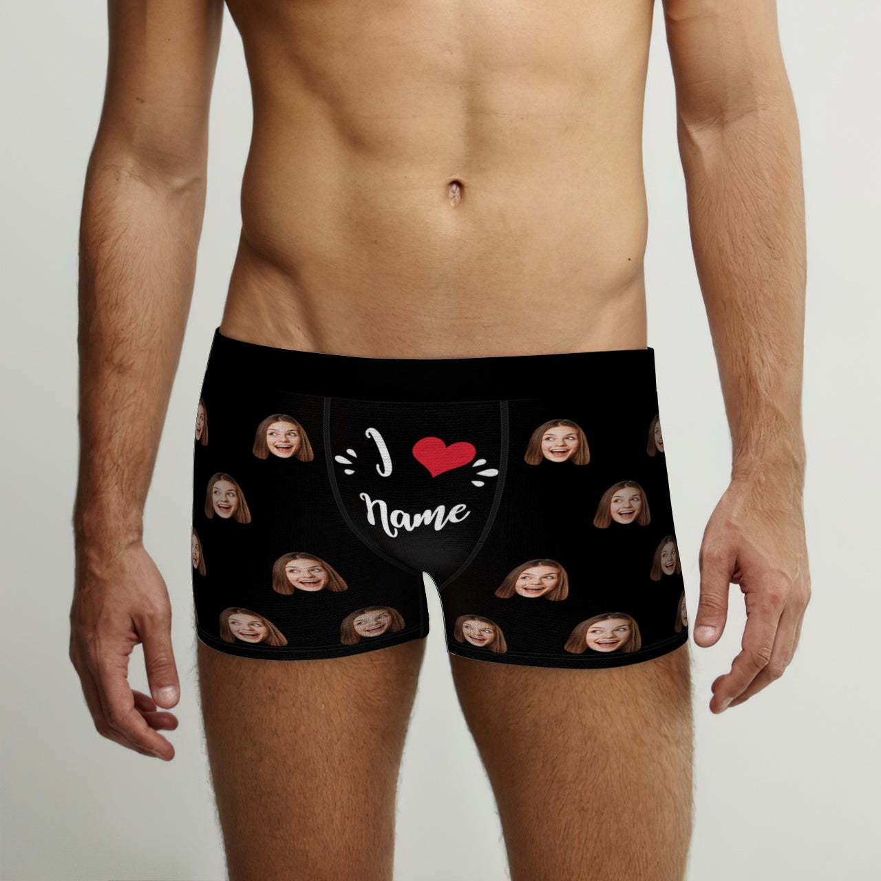 Calzoncillos Tipo Bóxer Con Cara Personalizada, Me Encanta El Nombre, Regalo De San Valentín Travieso Personalizado Para Él - MyFaceSocksES