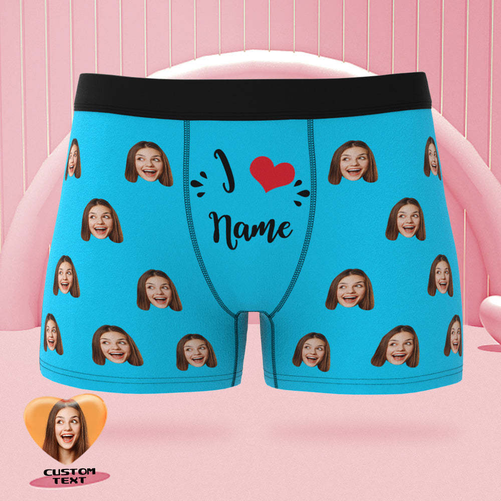 Calzoncillos Tipo Bóxer Con Cara Personalizada, Me Encanta El Nombre, Regalo De San Valentín Travieso Personalizado Para Él - MyFaceSocksES