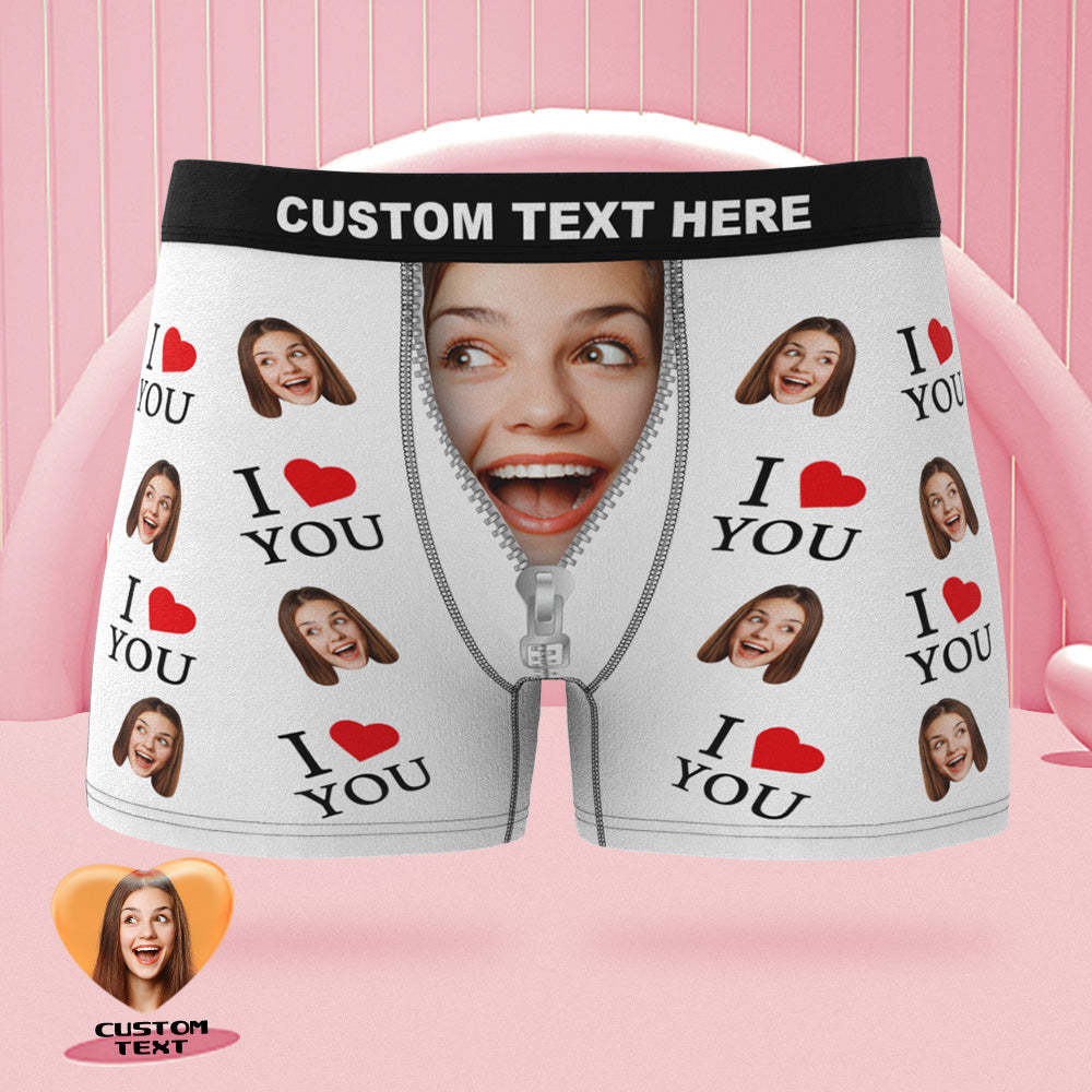 Calzoncillos Tipo Bóxer Con Cara Personalizada Te Amo Regalo De San Valentín Travieso Personalizado Para Él - MyFaceSocksES